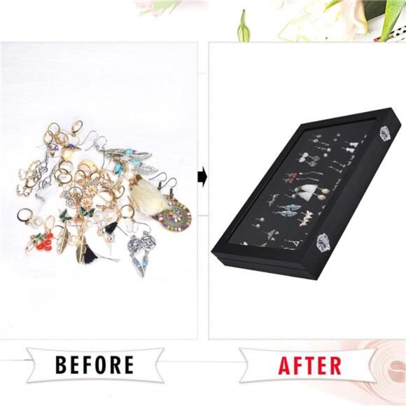 Earring Organizer Tray Velvet Earring Display Organizer Storage Box Premium - Picture 5 of 7